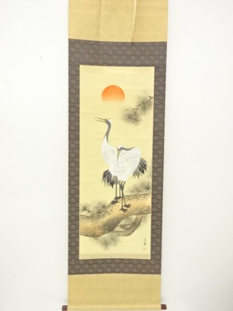 JAPANESE COLLECTIBLE / HANGING SCROLL BY NAOHA NAKAZAWA / PINE CRANE S